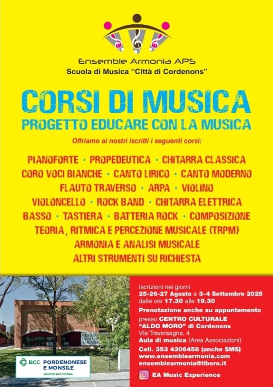 Iscrizioni ai corsi di musica 2025